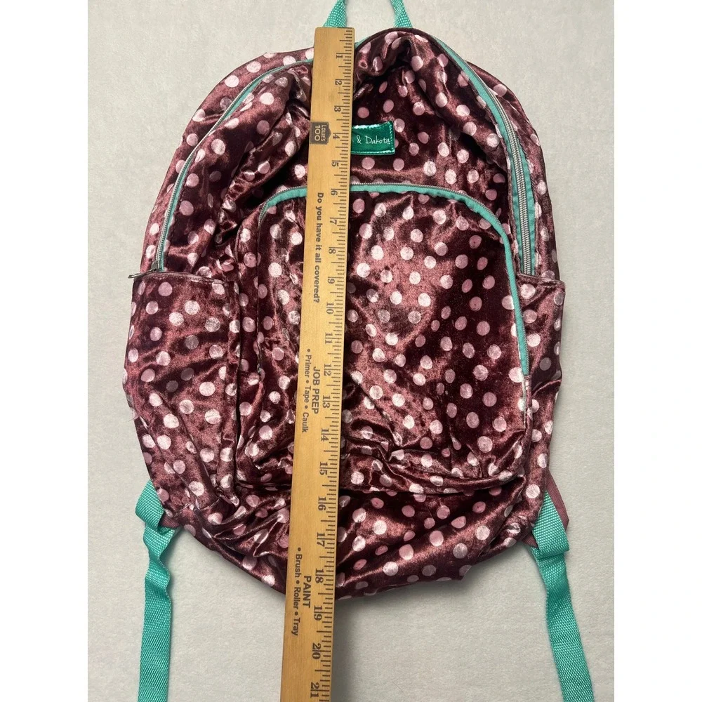 Madison & Dakota Kids Backpack Velvet Polka Dot Burgundy Teal School Bag